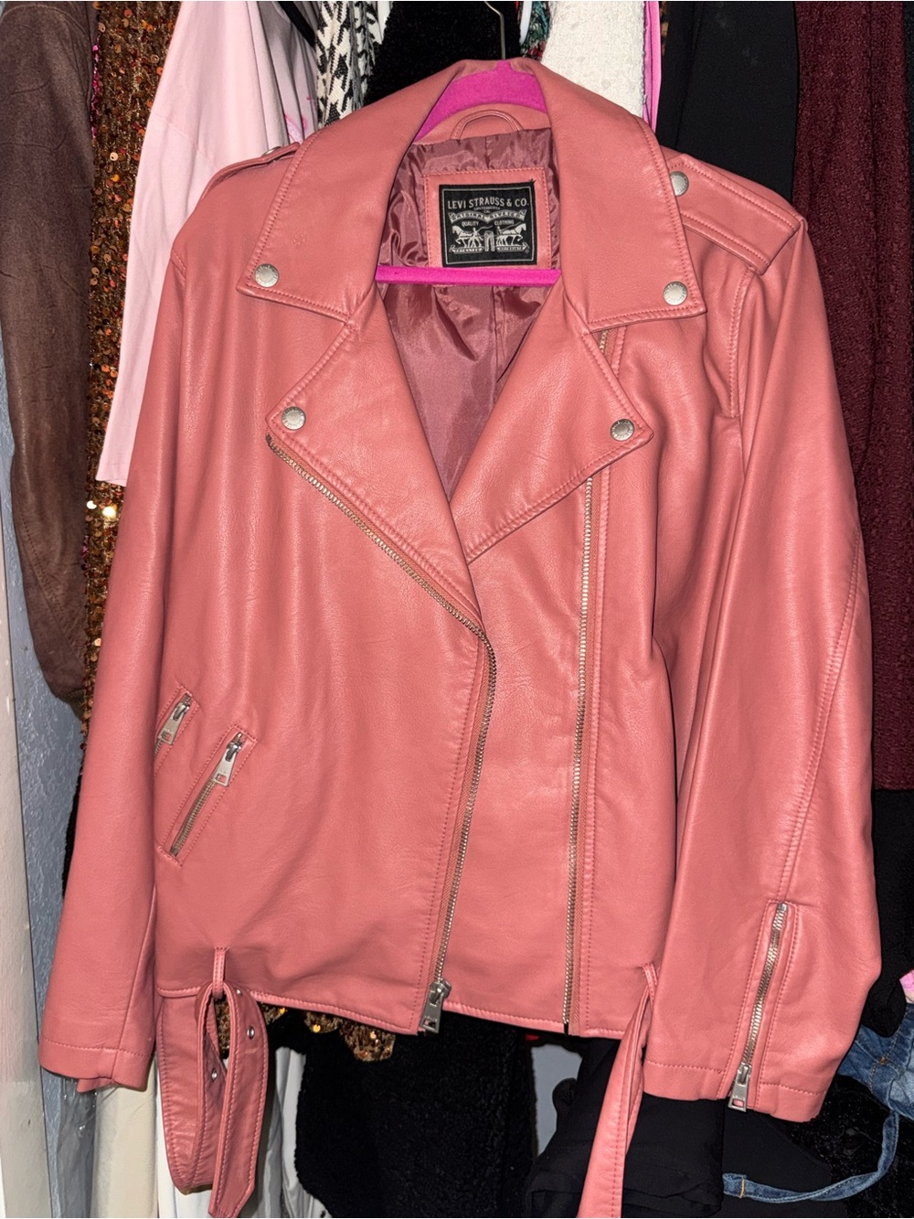 Levi's Dusty Rose Faux Leather Moto Jacket